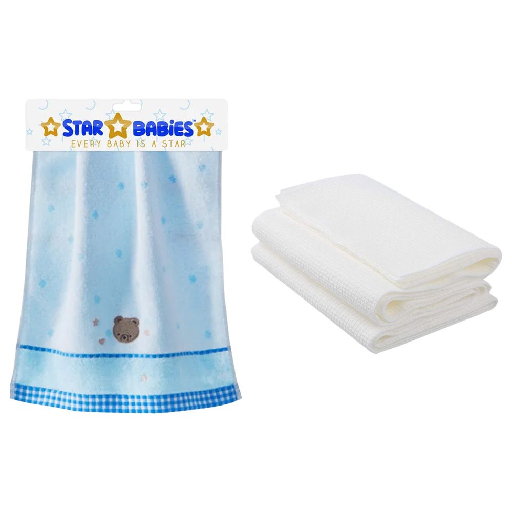 Star Babies - Face Towel w/ Disposable Towel 3pcs - Blue