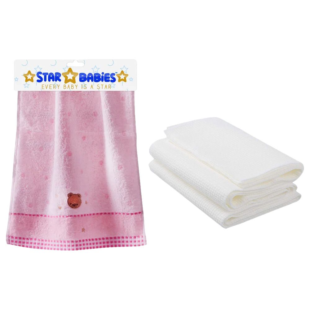 Star Babies - Face Towel w/ Disposable Towel 3pcs - Pink