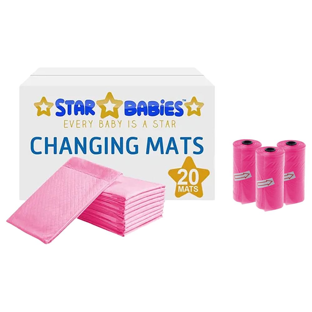 Star Babies - Changing Mat 20pcs & Scented Bag 3pcs - Pink