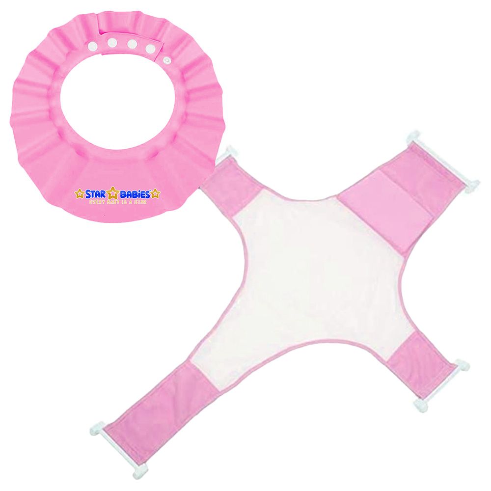 Star Babies - Bath Seat Support Net Bathtub w/ Shower Cap - Pink