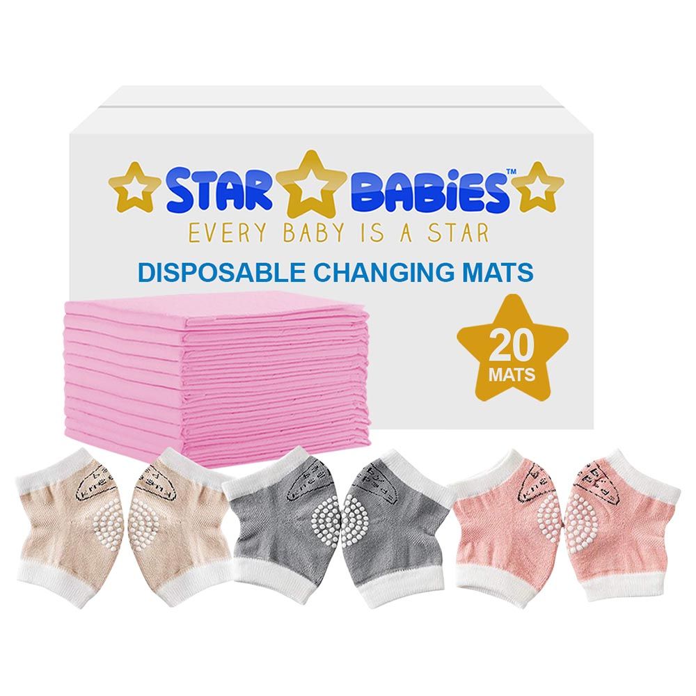 Star Babies - Disposable Changing Mat 12pcs w/ Baby Knee Pad 3pcs