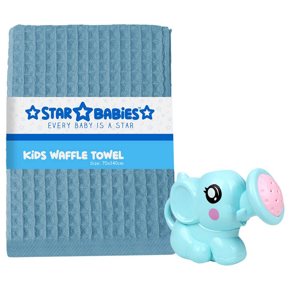 Star Babies - Waffle Towel w/ Kettle Toy - Blue