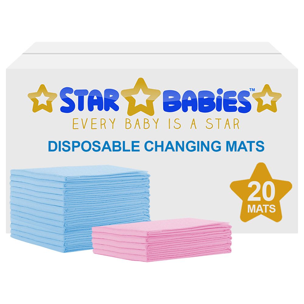 Star Babies - Disposable Changing mats (45x60cm) Large, Pack of 20 - Blue/Pink