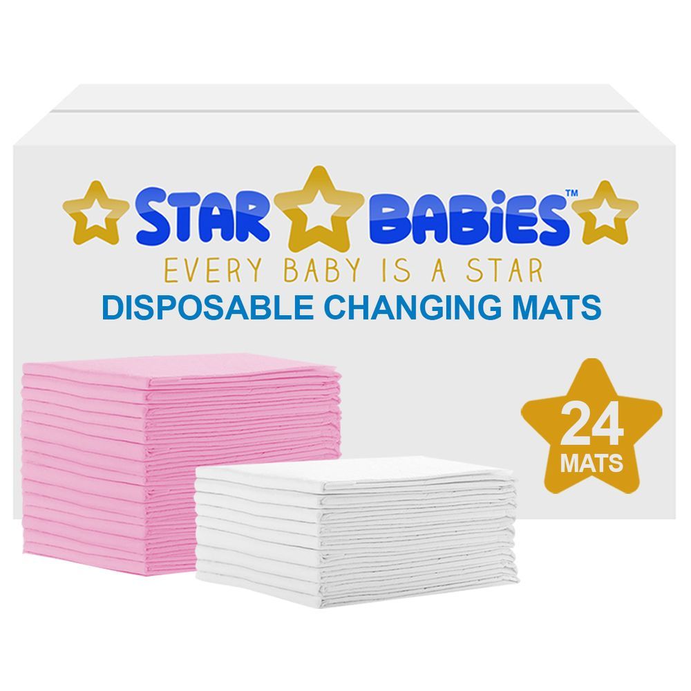 Star Babies - Disposable Changing mats (45x60cm) Large, Pack of 24 - Assorted