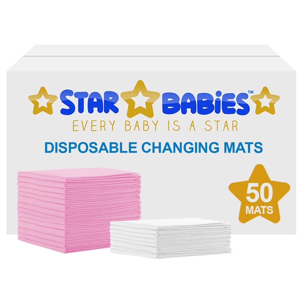 Star Babies - Disposable Changing mats (45x60cm) Large, Pack of 50 - Assorted