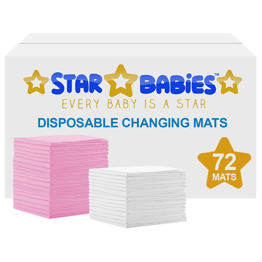 Star Babies - Disposable Changing mats (45x60cm) Large, Pack of 72 - Assorted