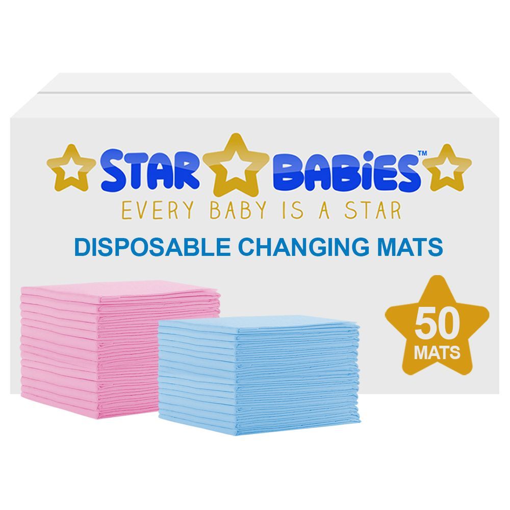 Star Babies - Disposable Changing mats (45x60cm) Large, Pack of 50 - Assorted