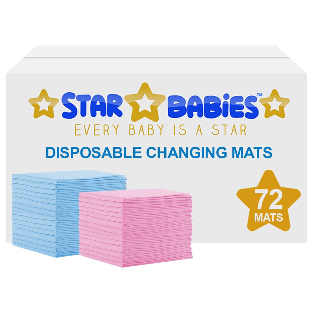 Star Babies - Disposable Changing mats (45x60cm) Large, Pack of 72 - Blue/Pink