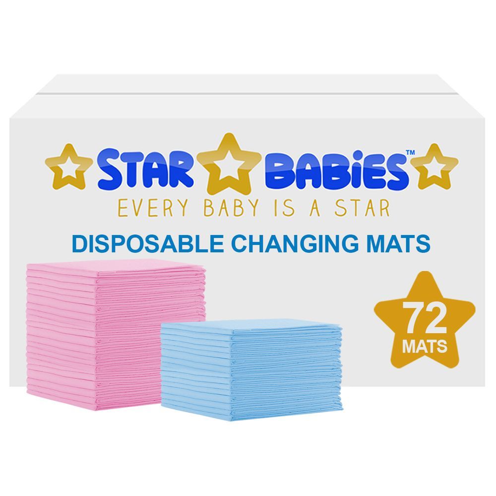 Star Babies - Disposable Changing mats (45x60cm) Large, Pack of 72 - Assorted