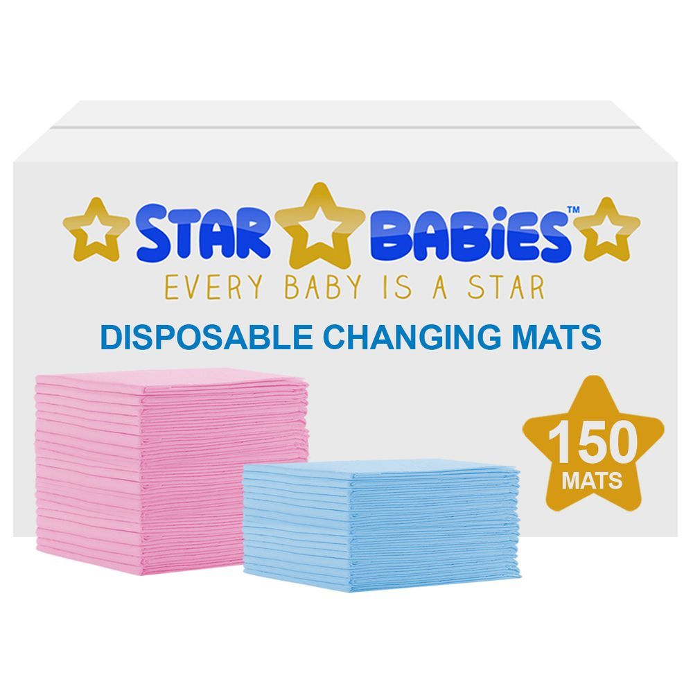 Star Babies - Disposable Changing mats (45x60cm) Large, Pack of 150- Assorted