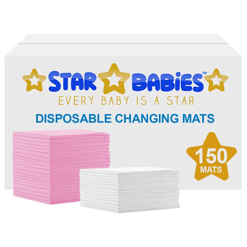 Star Babies - Disposable Changing mats (45x60cm) Large, Pack of 150 - Assorted