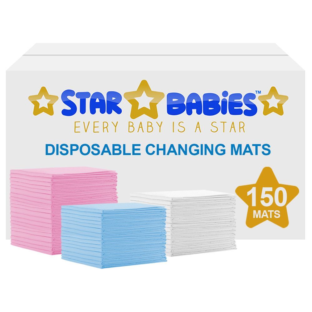 Star Babies - Disposable Changing mats (45x60cm) Large, Pack of 150 -Assorted