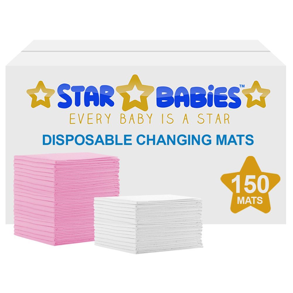 Star Babies - Disposable Changing mats (45x60cm) Large, Pack of 150 - Assorted