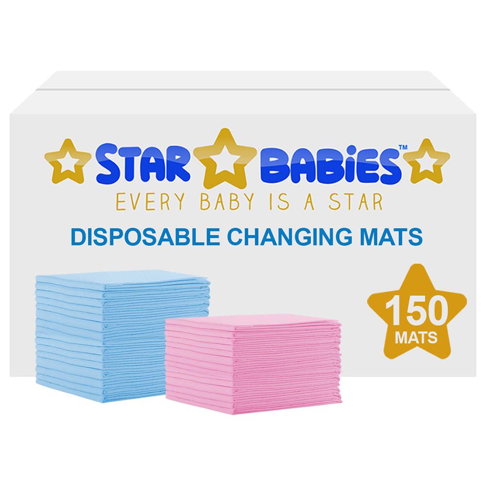 Star Babies - Disposable Changing mats (45x60cm) Large, Pack of 150 - Blue/Pink