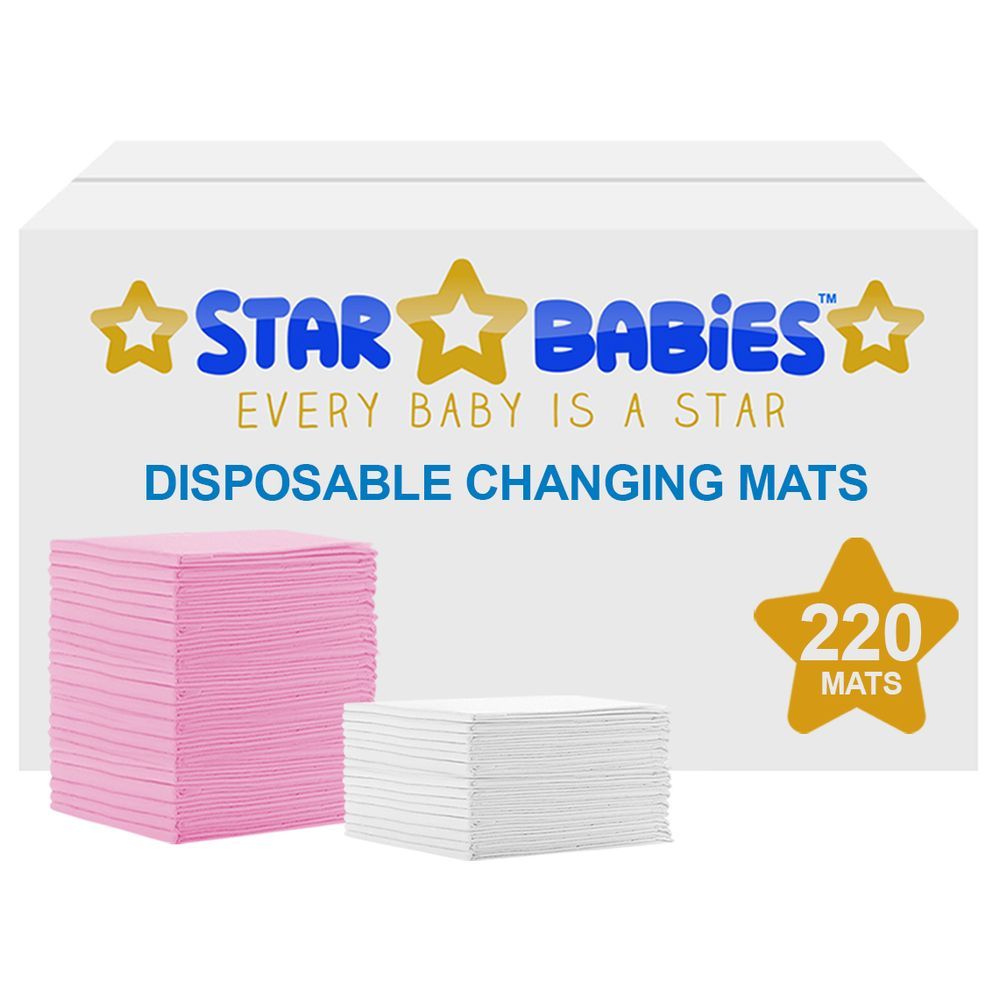 Star Babies - Disposable Changing mats (45x60cm) Large, Pack of 220 - Assorted