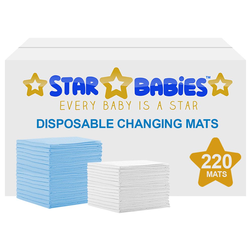 Star Babies - Disposable Changing mats (45x60cm) Large, Pack of 220 - Blue/White