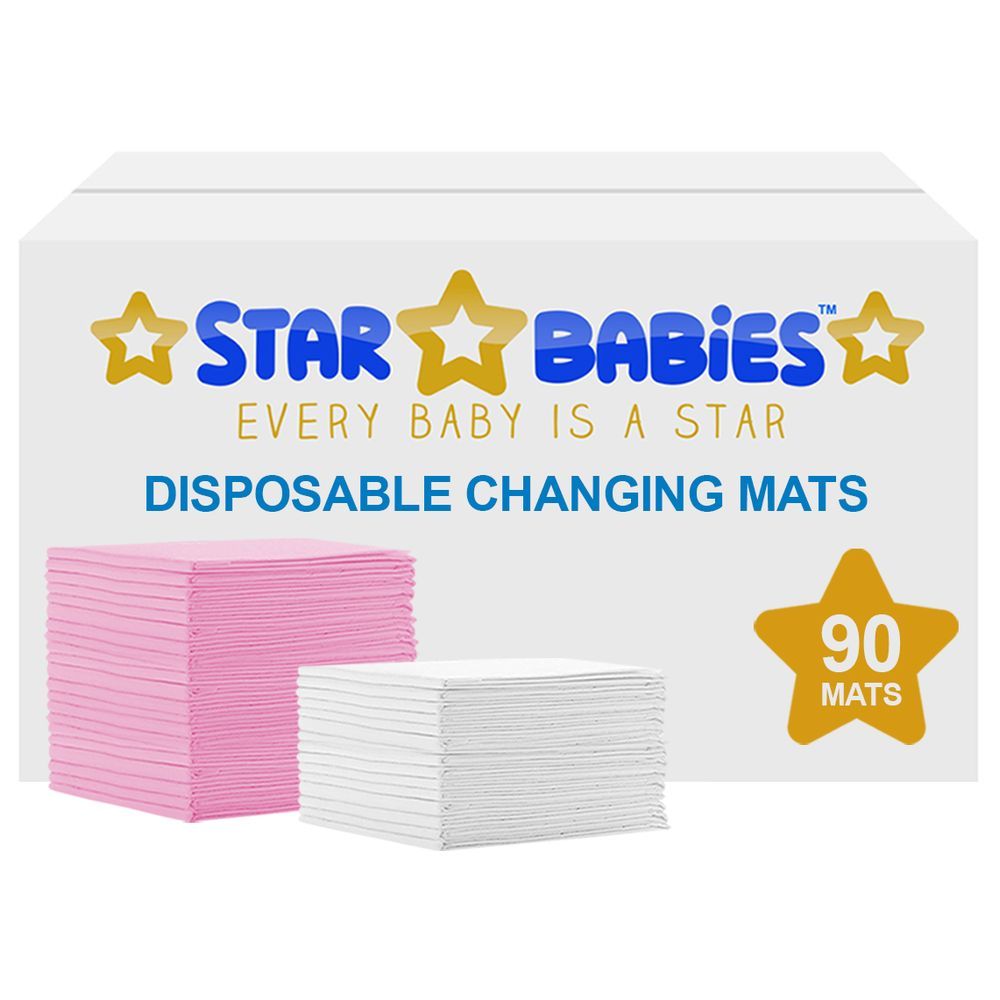 Star Babies - Disposable Changing mats (45x60cm) Large, Pack of 90 - Assorted