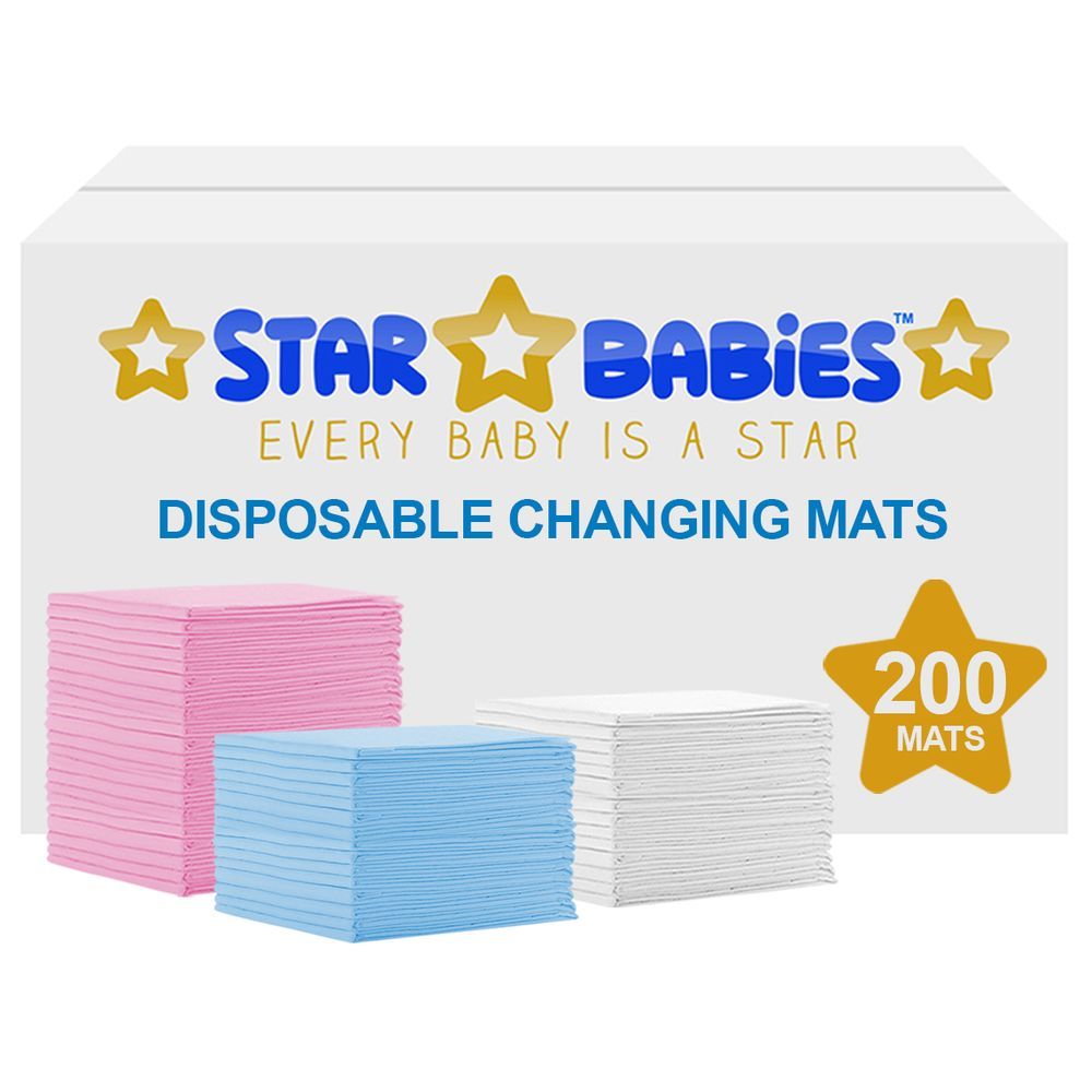 Star Babies - Disposable Changing mats (45x60cm) Large, Pack of 200- Assorted