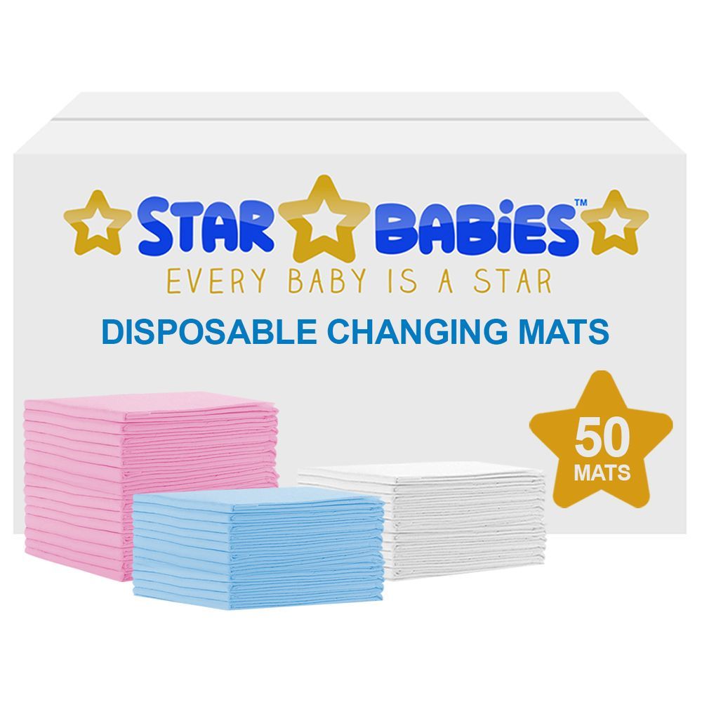 Star Babies - Disposable Changing mats (45x60cm) Large, Pack of 50 - Assorted