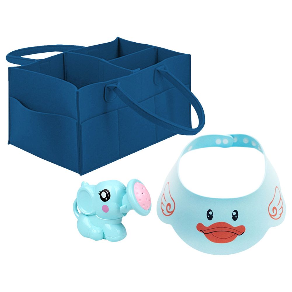 Star Babies - Diaper Caddy Organizer w/ Shower Cap & Watering Kettle Toy - Navy