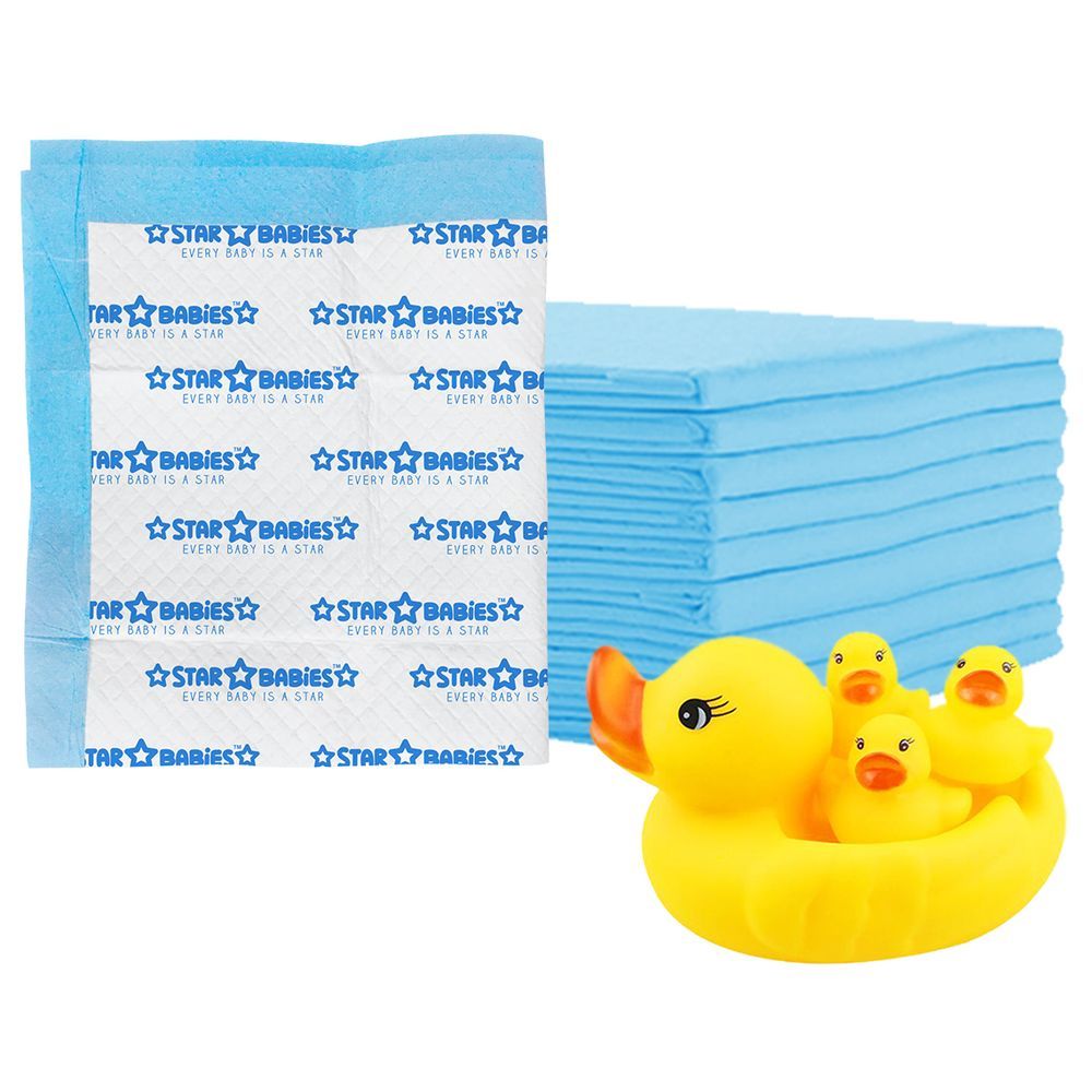 Star Babies - Printed Changing Mats 15pcs & Rubber Duck Bath Toy Combo Set