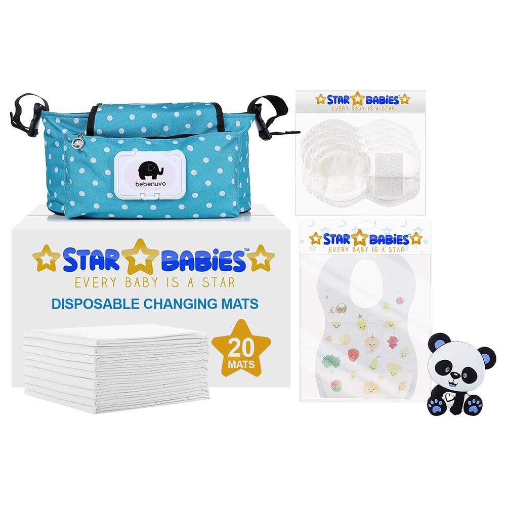 Star Babies - Stroller Bag w/ Bibs, Changing Mat, Breast Pad & Teether Toy