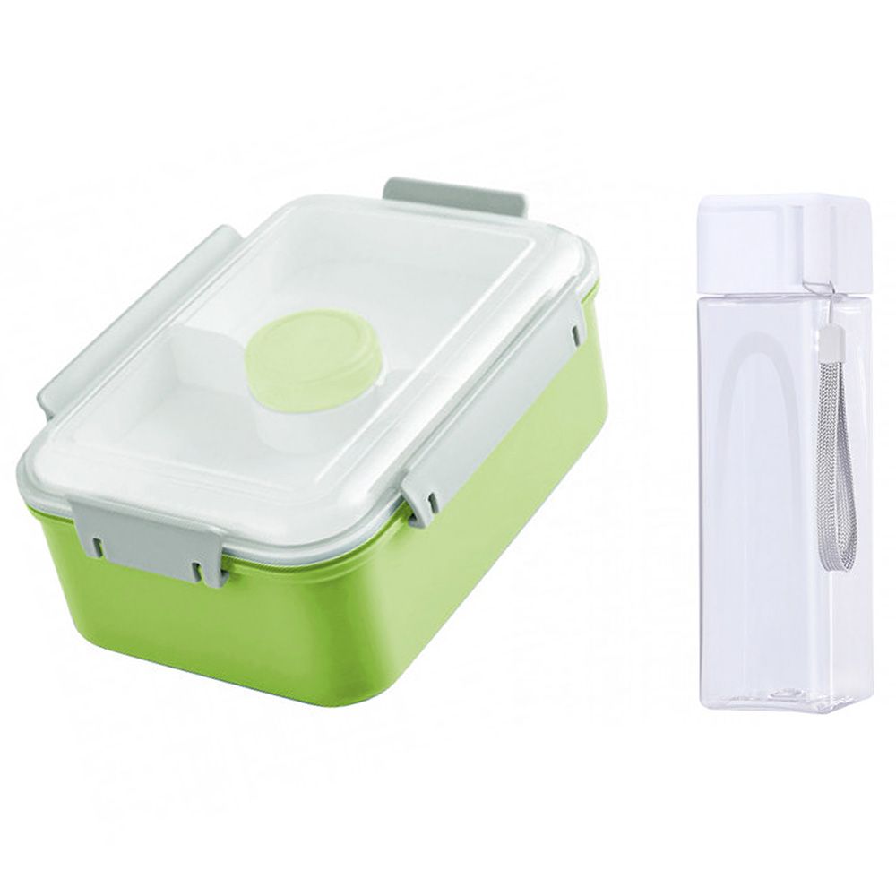 Star Babies - 2 Compartment Lunch Box & Water Bottle 500ml - White/Green