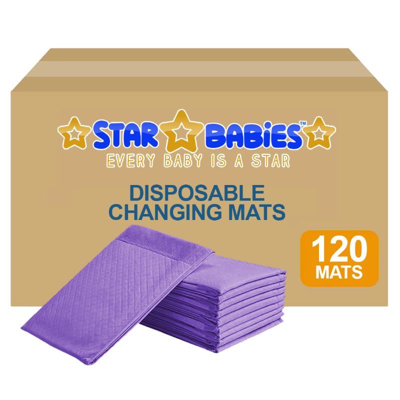 Star Babies - Disposable Pack Of 120 Changing mats (45x60cm) Large, - Lavender