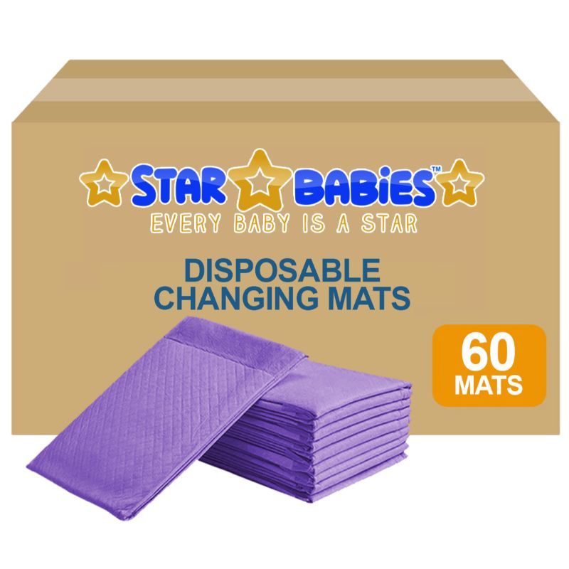 Star Babies - Disposable Pack Of 60 Changing mats (45x60cm) Large, - Lavender