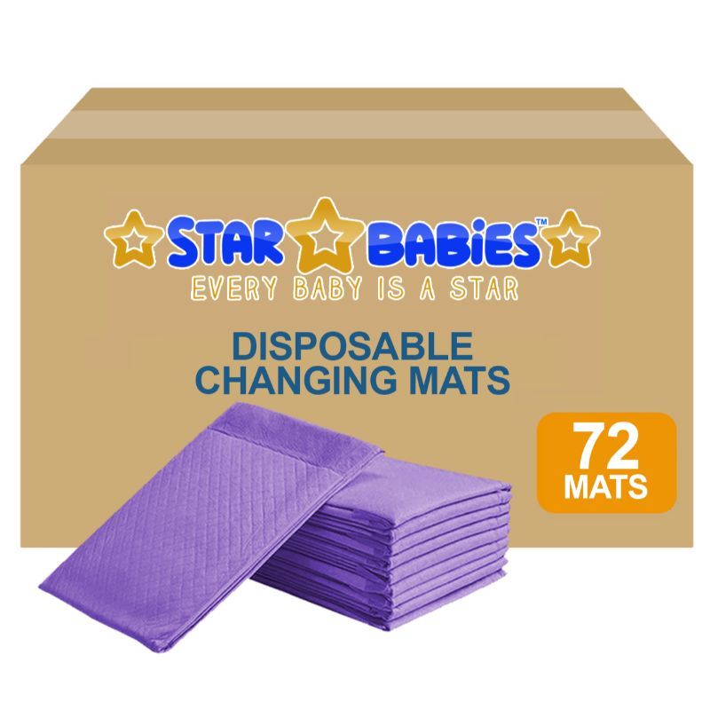 Star Babies - Disposable Pack Of 72 Changing mats (45x60cm) Large, - Lavender