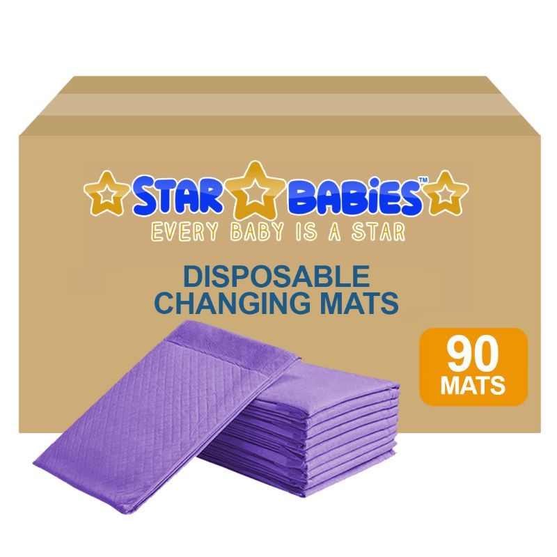 Star Babies - Disposable Pack Of 90 Changing mats (45x60cm) Large, - Lavender