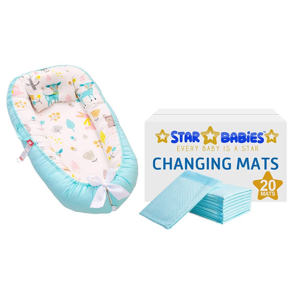 Star Babies Lounger Sleeping Pod & Changing Mats - Blue