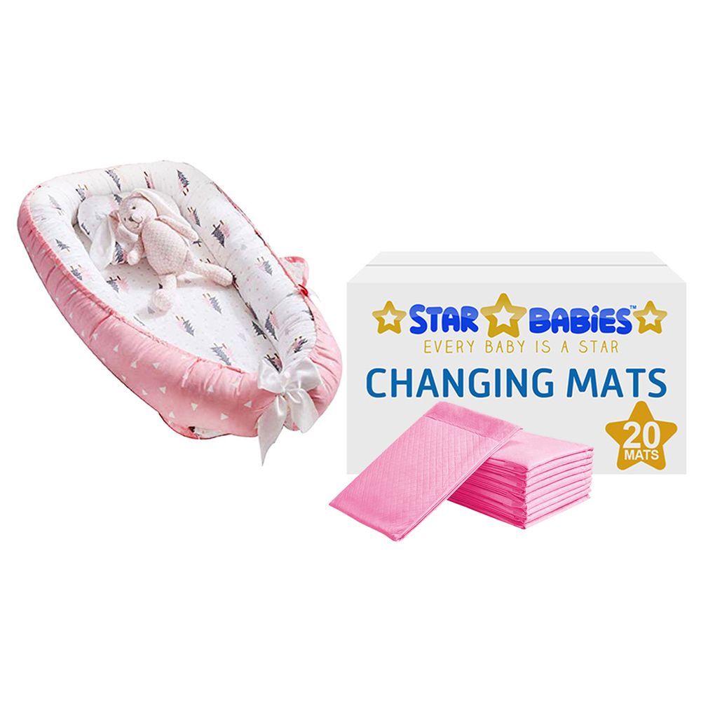 Star Babies Lounger Sleeping Pod & Changing Mats - Pink