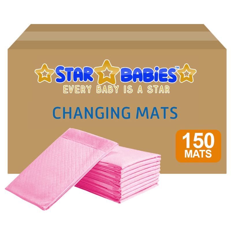 Star Babies - Disposable Changing mats (45x60cm) Large, Pack of 150 - Pink