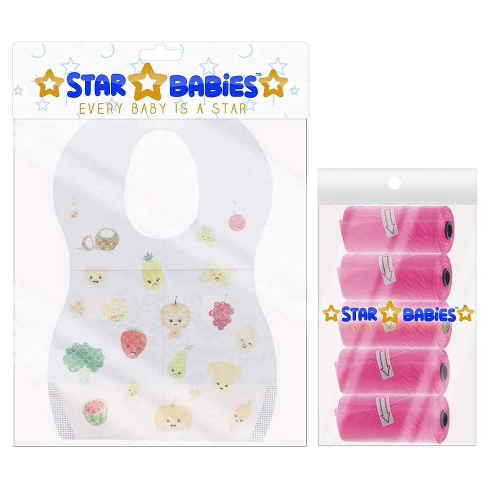 Star Babies 5pcs Scented Bag + Disposable Bibs 10pcs - Pink