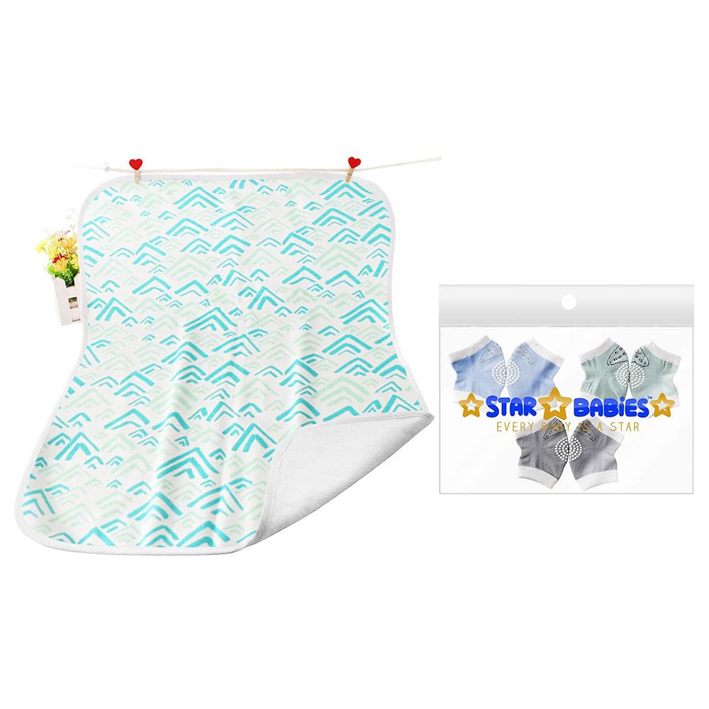 Star Babies Reusable Changing Mat White + 3pcs Baby Kneepad