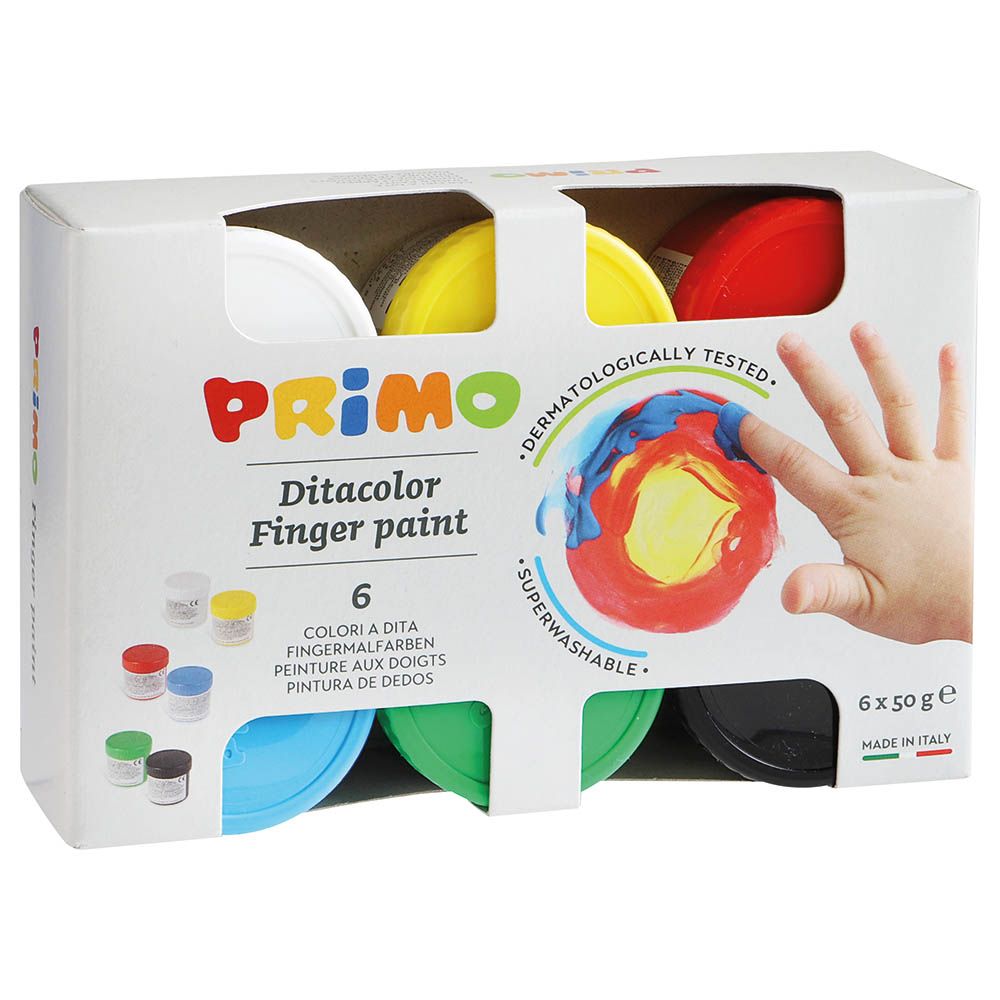 Primo - Fingerpaint - 50 g Assorted Colors - 6 pcs