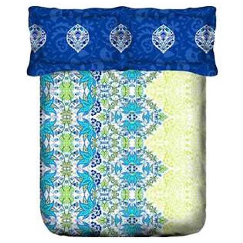 Portico - Queen Bedsheet Pillow Cover - Blue/Yellow