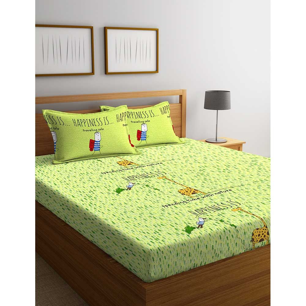 Portico - Stellar Double Bedsheet Pillow Cover - Green