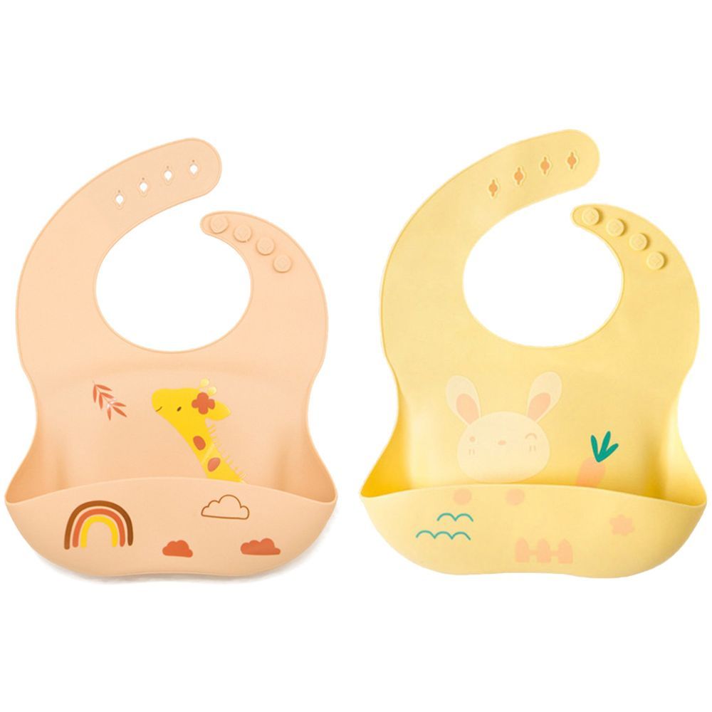 Pixie Baby - Silicone Bibs Pack of 2 - Jerraf, Bunny