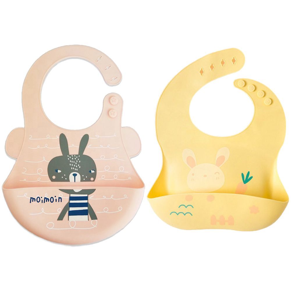 Pixie Baby - Silicone Bibs Pack of 2 - Squirrel, Bunny