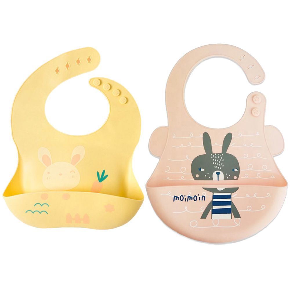 Pixie Baby - Silicone Bibs Pack of 2 - Bunny, Squirrel