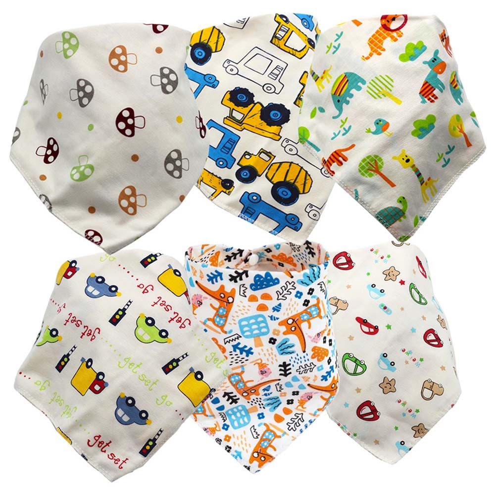 Pixie - Baby Cotton Cars Triangle Bandana - Pack Of 6