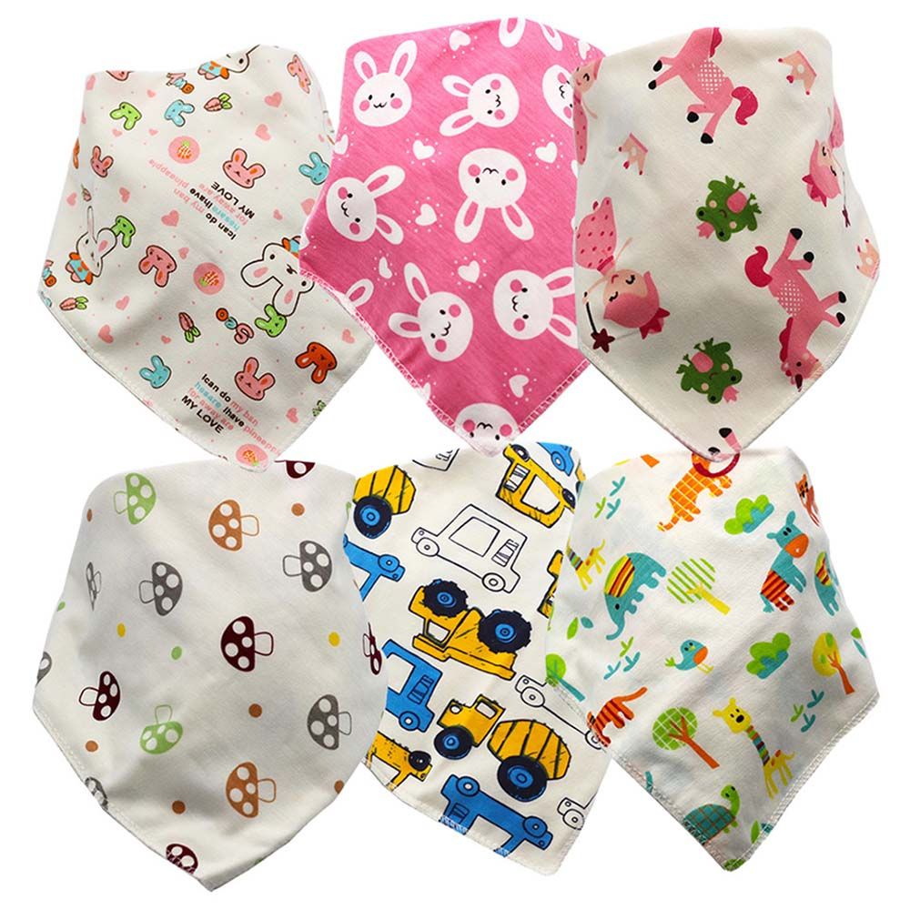 Pixie - Baby Cotton Mushroom Triangle Bandana - Pack Of 6