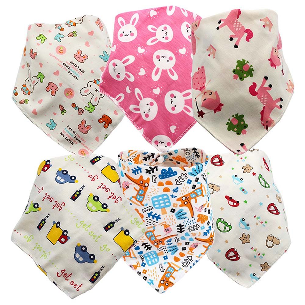 Pixie - Baby Cotton Rabbit Triangle Bandana - Pack Of 6