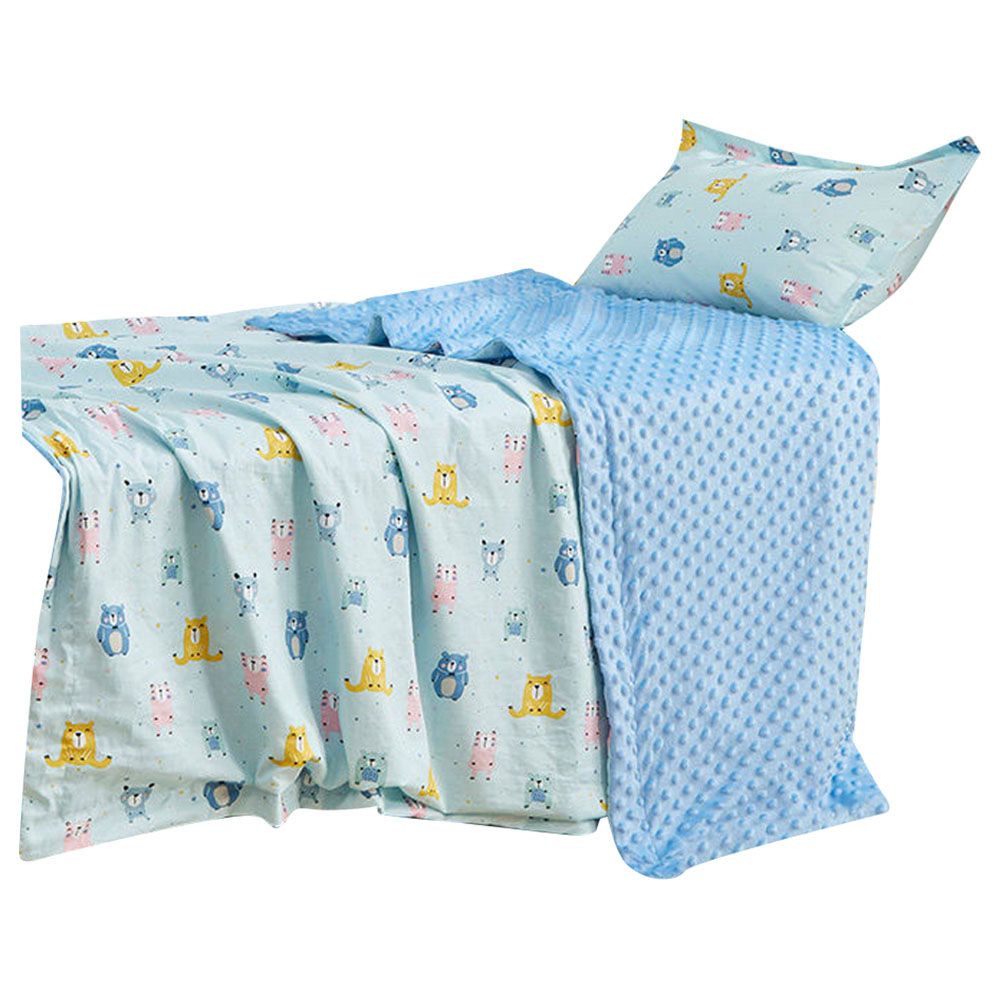 MeeMee - Organic Cotton Quilted Blanket - Blue