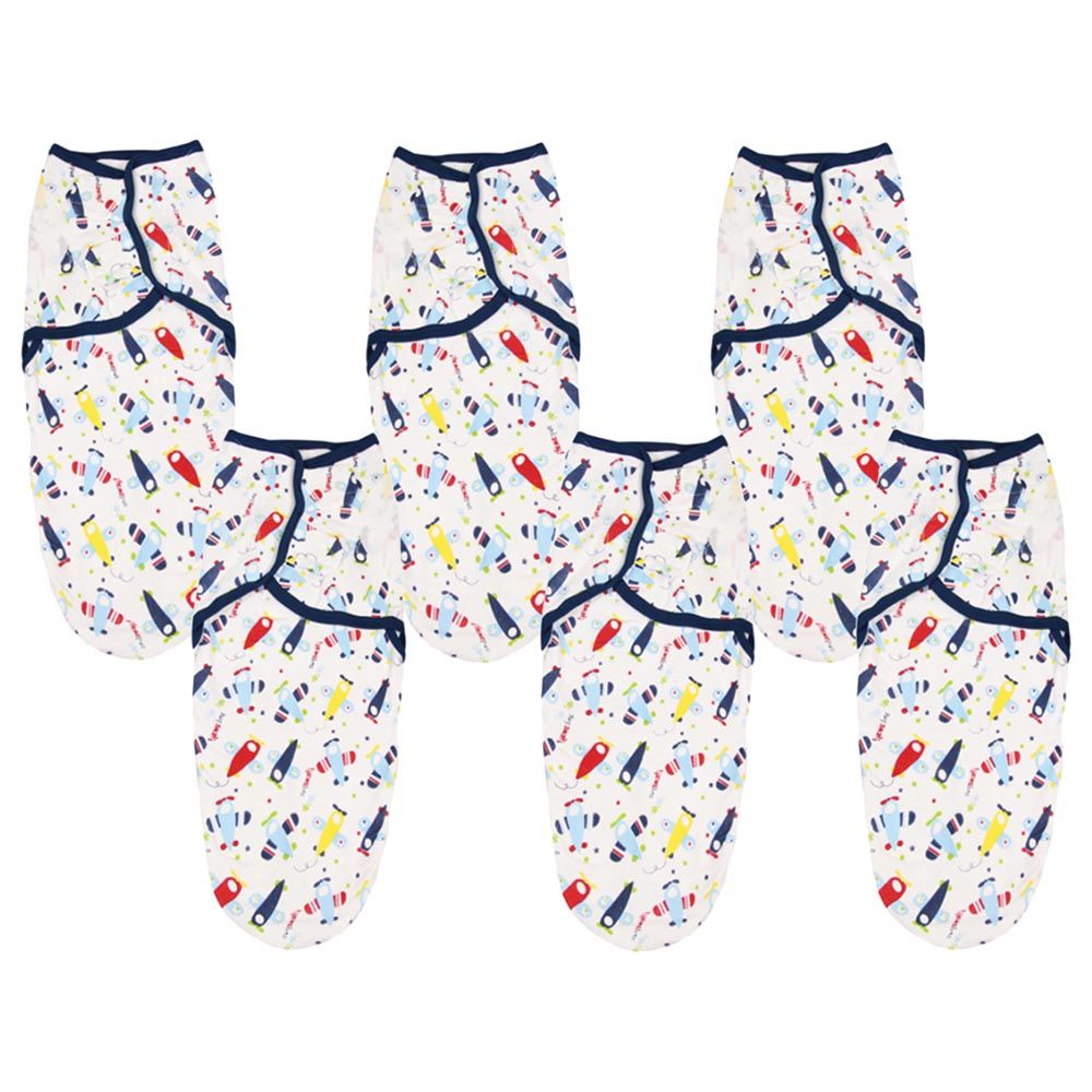 Babamama - Airplane Print Swaddle Wrap Blanket - Pack of 6