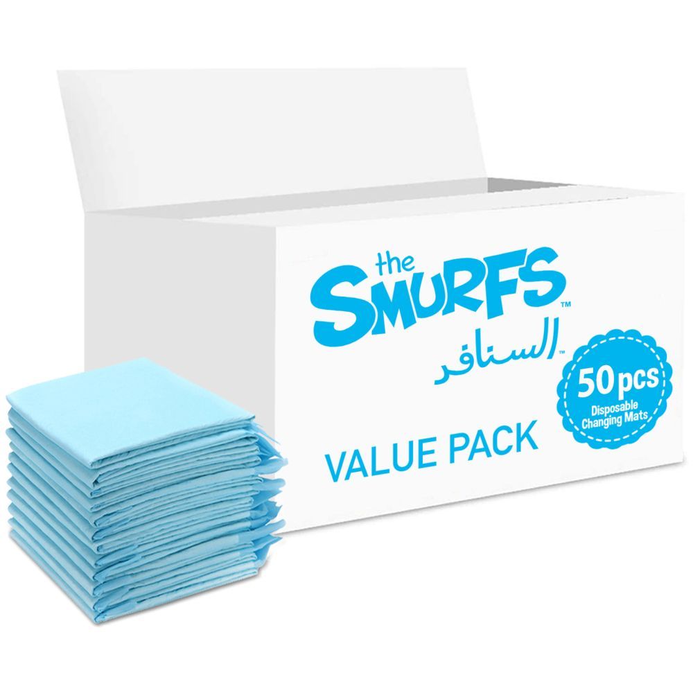 Smurfs - Disposable Changing Mats, 50 Counts-Blue