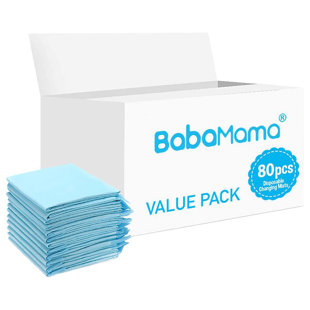 BabaMama - Disposable Changing Mats - 80pcs - Blue