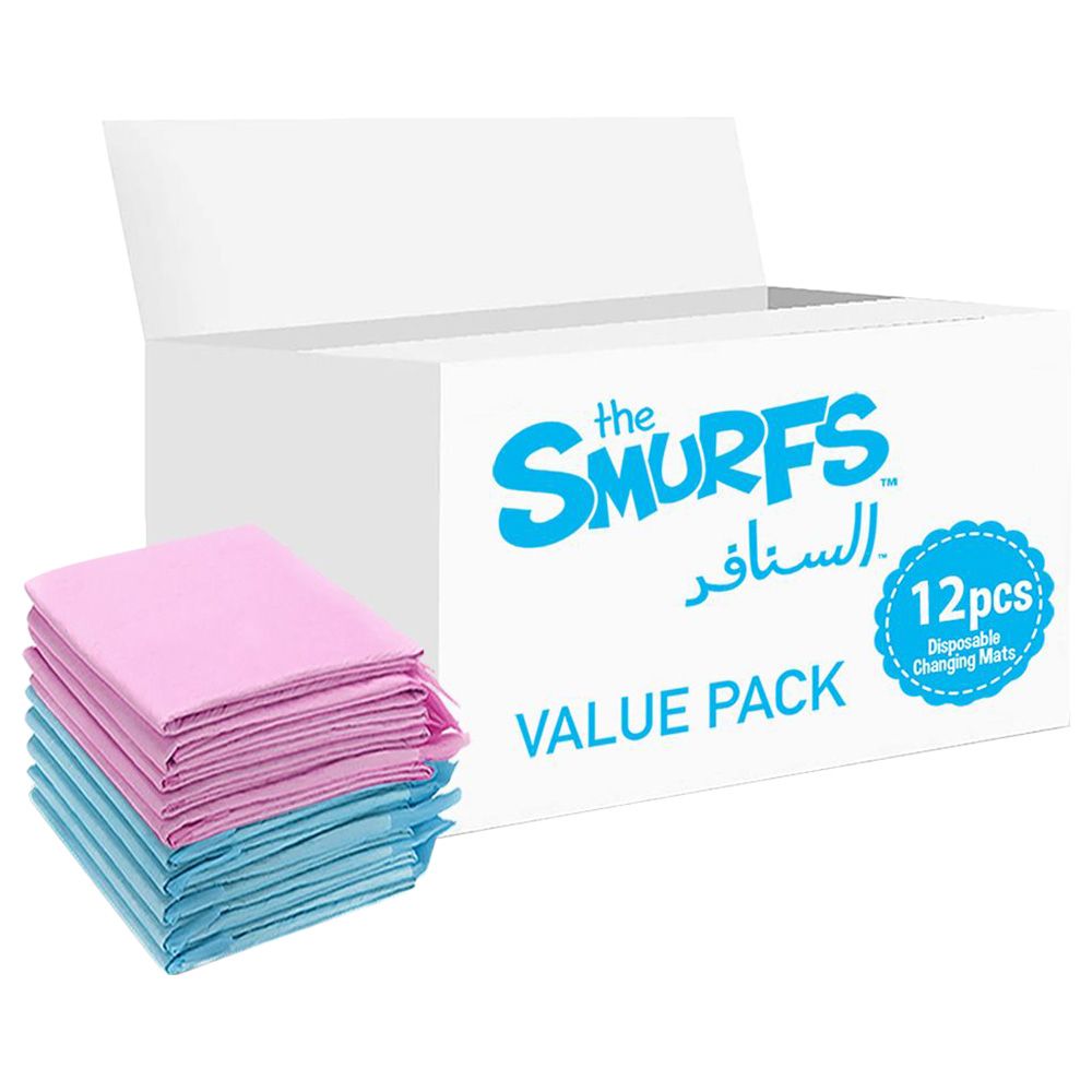 Smurfs - Disposable Changing Mats - 12pcs - Pink/Blue